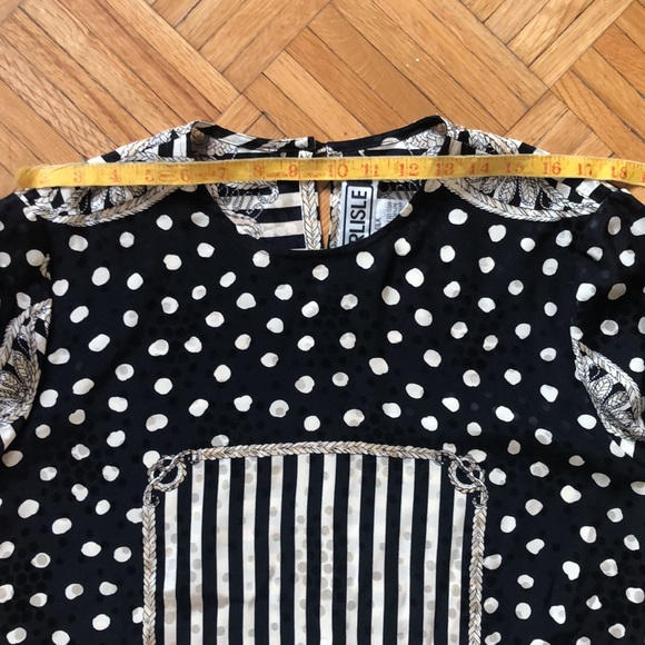 Vintage Carlisle black & cream SILK  blouse (size 12) - Picture 8 of 12